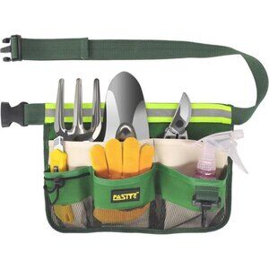 7-POCKET Gardening Tools Belt Bags Garden Waist Bag Hanging Pouch, Green